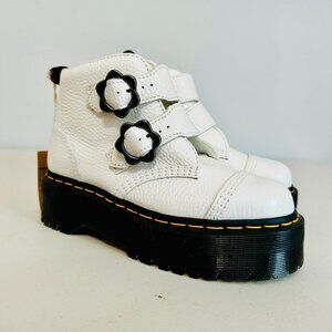 DR. MARTENS DEVON FLOWER BUCKLE PEBBLED LEATHER UPPER ANKLE BOOTiE BOOTS SZ 6